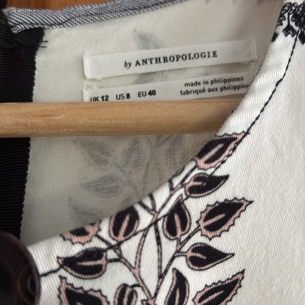 Anthropologie Black&White Sleeveless Sheath Dress w/ unique  block print pattern - Picture 5 of 7